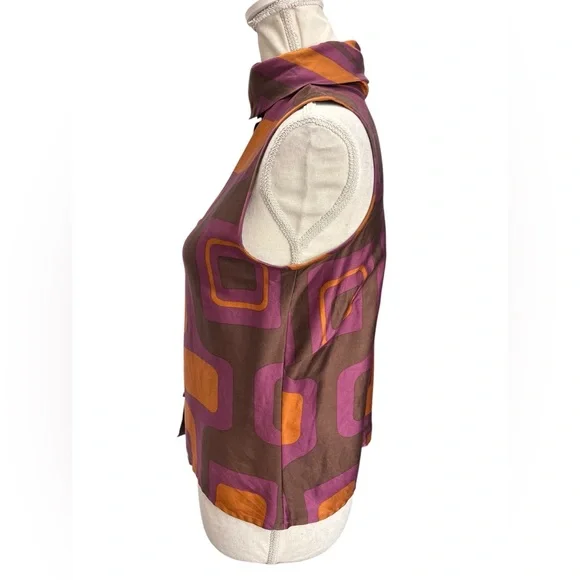 D. Terrell Silk Blend Twinset Geometric Retro Cardigan & Sleeveless Blouse Small - Picture 7 of 16